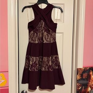 Francesca's Collections Burgundy and Lace Mini Dress